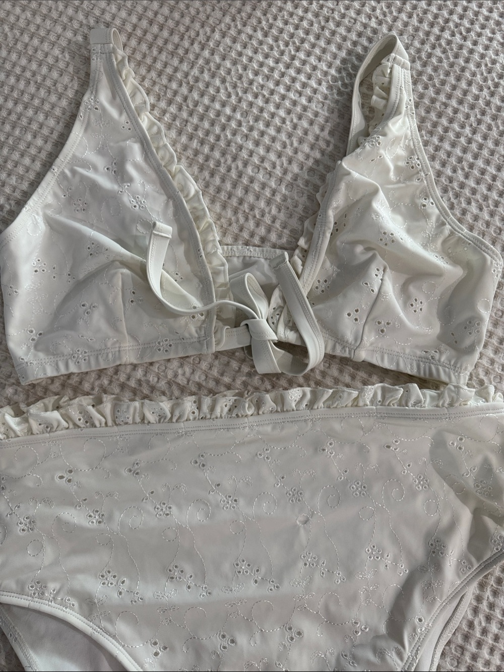 ASOS White Eyelet Ruffle Bikini Set
